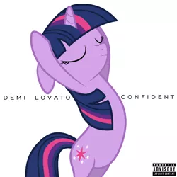 Size: 800x800 | Tagged: safe, artist:penguinsn1fan, artist:yanoda, derpibooru import, twilight sparkle, pony, unicorn, the crystal empire, cover, dancing, demi lovato, eyes closed, female, mare, parody, simple background, solo, unicorn twilight, vector, white background