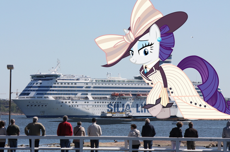 Size: 3000x1979 | Tagged: safe, artist:cheezedoodle96, artist:theotterpony, derpibooru import, rarity, pony, ppov, clothes, costume, finland, giant pony, irl, macro, photo, ponies in real life, raristocrat, rose dewitt bukater, ship, story in the source, story included, titanic