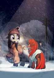 Size: 2067x2953 | Tagged: safe, artist:rublegun, derpibooru import, oc, unofficial characters only, pony, dressing gown, hat, storm, winter