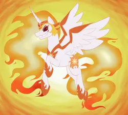 Size: 5100x4606 | Tagged: safe, artist:catlover1672, derpibooru import, daybreaker, alicorn, pony, a royal problem, absurd resolution, armor, female, fire, flying, grin, mane of fire, mare, smiling, solo