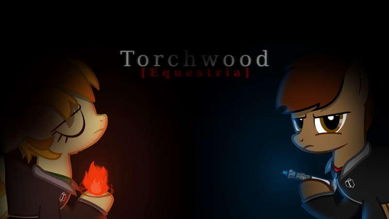 Size: 1024x576 | Tagged: safe, artist:darksoma, derpibooru import, oc, oc:crossfire, oc:liam king, ponified, pony, crossfire, liam, torchwood, torchwood: equestria