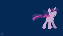 Size: 1366x768 | Tagged: safe, artist:lukijimomk, derpibooru import, edit, twilight sparkle, pony, unicorn, blue background, female, hooves, horn, lineless, mare, minimalist, modern art, open mouth, simple background, solo, wallpaper, wallpaper edit