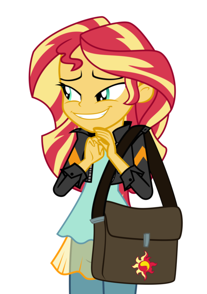 Size: 2400x3394 | Tagged: safe, artist:keronianniroro, derpibooru import, sunset shimmer, equestria girls, awkward smile, clothes, cute, faic, female, jacket, leather jacket, shimmerbetes, shoulder bag, simple background, solo, transparent background, vector