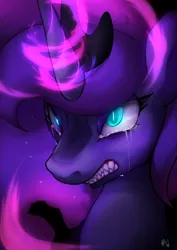 Size: 2894x4093 | Tagged: safe, artist:hosikawa, derpibooru import, nightmare moon, princess luna, alicorn, pony, absurd resolution, angry, corrupted, crying, female, mare, nightmare luna, slit eyes, solo