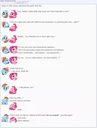 Size: 868x1146 | Tagged: artist:dziadek1990, conversation, derpibooru import, dialogue, emotes, emote story, laughing, pinkie pie, prank, pretend, rainbow dash, reddit, revenge, safe, slice of life, sucker punch, text, trolling