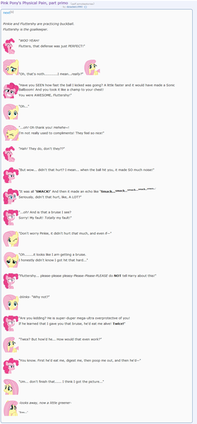 Size: 885x1902 | Tagged: artist:dziadek1990, buckball, conversation, derpibooru import, dialogue, emotes, emote story, fluttershy, harry, pinkie pie, reddit, safe, slice of life, text