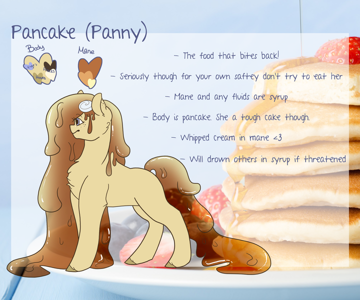 Size: 3000x2500 | Tagged: artist:liefsong, derpibooru import, food, food pony, oc, oc:pancake, original species, reference sheet, safe, syrup, unofficial characters only