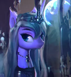 Size: 800x859 | Tagged: safe, artist:lmgchikess, derpibooru import, princess luna, alicorn, pony, bust, crown, female, jewelry, mare, moon, portrait, regalia, solo, wip