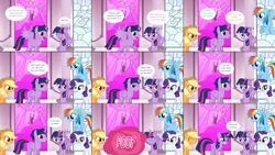 Size: 3848x2168 | Tagged: safe, artist:hakunohamikage, derpibooru import, applejack, rainbow dash, rarity, twilight sparkle, twilight sparkle (alicorn), alicorn, pony, ask-princesssparkle, ask, askpinytwilight, dusk shine, high res, magic, male to female, prince dusk, rule 63, transformation, transgender transformation, tumblr, twinning, un-rule 63