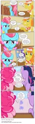 Size: 3300x11651 | Tagged: safe, artist:perfectblue97, derpibooru import, carrot cake, cup cake, pinkie pie, twilight sparkle, earth pony, pony, comic:without magic, absurd resolution, bait and switch, bandaid, bed, blank flank, comic, earth pony twilight, poster, royal guard, stain, sugarcube corner