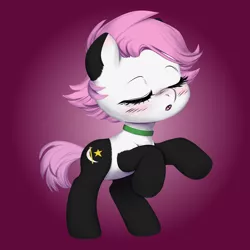 Size: 3000x3000 | Tagged: safe, artist:vitalspark, derpibooru import, oc, oc:sleepy panda, unofficial characters only, panda pony, pony, base used, chibi, collar, pink hair, solo