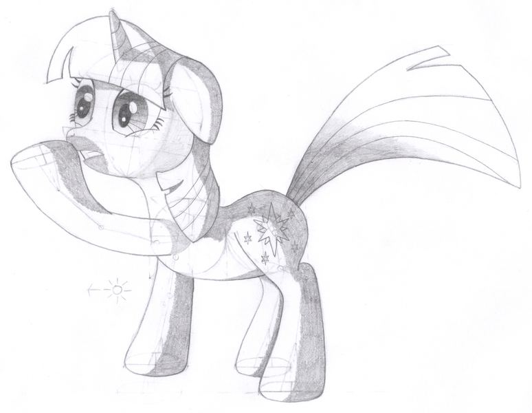 Size: 1604x1243 | Tagged: safe, artist:aafh, derpibooru import, twilight sparkle, pony, unicorn, monochrome, solo, traditional art