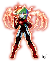 Size: 936x1144 | Tagged: safe, artist:cynos-zilla, derpibooru import, rainbow dash, equestria girls, crossover, dc comics, evil grin, female, glowing eyes, green lantern, grin, looking at you, red lantern, red lantern corps, simple background, smiling, solo, transparent background