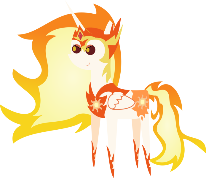 Size: 2593x2238 | Tagged: safe, artist:sketchmcreations, derpibooru import, daybreaker, alicorn, pony, a royal problem, diabreaker, fire, mane of fire, pointy ponies, simple background, smiling, solo, transparent background