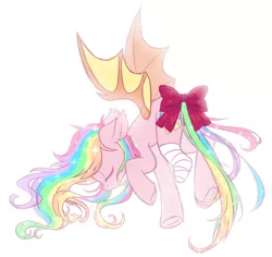 Size: 3698x3489 | Tagged: safe, artist:hawthornss, derpibooru import, oc, oc:paper stars, unofficial characters only, pony, amputee, bandage, ear fluff, missing limb, ribbon, simple background, stump, underhoof