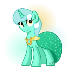 Size: 1000x1000 | Tagged: safe, artist:libbythekautz, derpibooru import, lyra heartstrings, pony, unicorn, clothes, dress, female, gala dress, mare, simple background, smiling, solo, transparent background