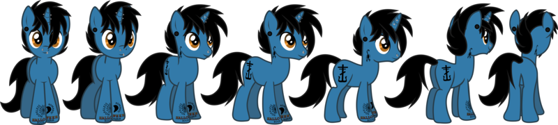 Size: 5800x1306 | Tagged: safe, artist:lightningbolt, derpibooru import, ponified, pony, unicorn, .svg available, absurd resolution, angles, ear piercing, frank iero, gauges, horn piercing, lip piercing, looking at you, male, my chemical romance, nose piercing, piercing, plot, poses, reference, simple background, smiling, solo, stallion, standing, svg, tattoo, transparent background, vector