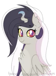 Size: 399x540 | Tagged: artist:ipandacakes, derpibooru import, draconequus, female, hybrid, interspecies offspring, oc, oc:topsy turvy, offspring, parent:discord, parent:princess celestia, parents:dislestia, safe, simple background, solo, transparent background, unofficial characters only