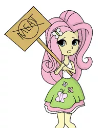 Size: 427x522 | Tagged: artist needed, safe, derpibooru import, fluttershy, equestria girls, protest, sign, solo