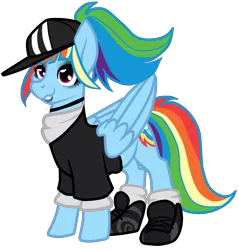 Size: 1410x1477 | Tagged: safe, artist:/d/non, derpibooru import, rainbow dash, pegasus, pony, alternate hairstyle, bangs, baseball cap, cap, choker, clothes, eyeshadow, female, goth, hat, health goth, lipstick, makeup, mare, ponytail, shirt, shoes, simple background, solo, transparent background