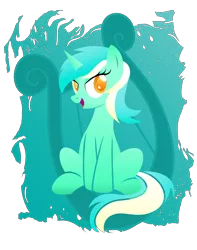 Size: 4500x5700 | Tagged: safe, artist:rainbownspeedash, derpibooru import, lyra heartstrings, pony, unicorn, absurd resolution, colored pupils, cutie mark background, design, female, mare, shirt design, sitting, smiling, solo, vector