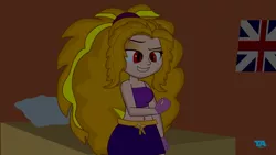 Size: 1280x720 | Tagged: safe, artist:soniclegacy1, derpibooru import, adagio dazzle, equestria girls, bed, female, solo, union jack