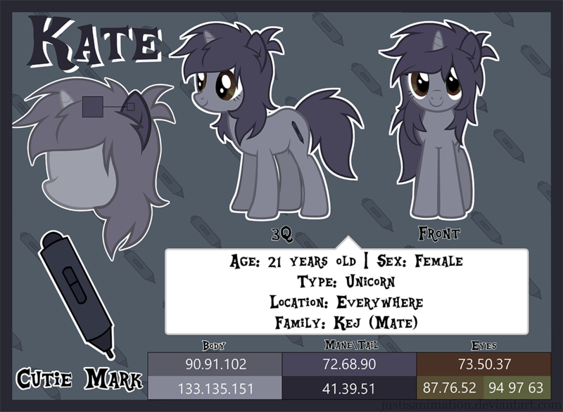 Size: 1280x938 | Tagged: safe, artist:justisanimation, derpibooru import, oc, oc:kate, unofficial characters only, pony, unicorn, female, mare, reference sheet, solo, vector