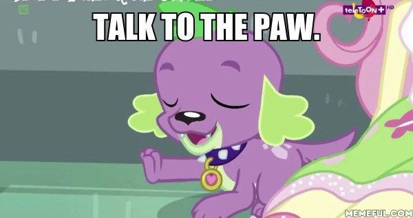 Size: 600x317 | Tagged: safe, derpibooru import, edit, edited screencap, screencap, fluttershy, spike, spike the regular dog, dog, dance magic, equestria girls, spoiler:eqg specials, eyes closed, open mouth, talk to the hand, talk to the paw, teletoon