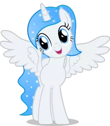 Size: 3508x4000 | Tagged: safe, artist:dashiesparkle, derpibooru import, oc, oc:white flare, unofficial characters only, alicorn, pony, cute, female, head tilt, high res, mare, ocbetes, simple background, solo, spread wings, transparent background, vector, wings