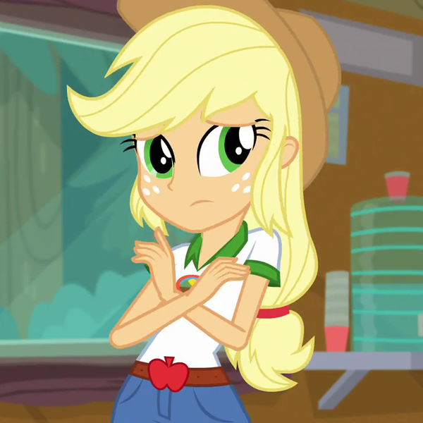 Size: 720x720 | Tagged: safe, derpibooru import, screencap, applejack, equestria girls, legend of everfree, cropped, female, solo