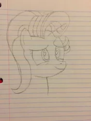 Size: 2448x3264 | Tagged: safe, artist:whobawhats, derpibooru import, starlight glimmer, pony, unicorn, bust, heart eyes, lined paper, pencil drawing, portrait, sketch, smiling, solo, traditional art, wingding eyes