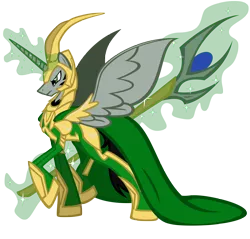 Size: 3360x3208 | Tagged: safe, artist:auveiss, derpibooru import, ponified, alicorn, pony, armor, badass, loki, male, marvel, simple background, solo, stallion, transparent background, vector