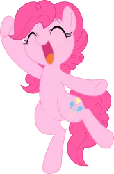 Size: 2196x3356 | Tagged: safe, artist:mochi--pon, derpibooru import, pinkie pie, pony, cute, diapinkes, eyes closed, on one hoof, open mouth, ponk, simple background, solo, transparent background, vector