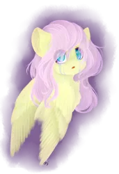 Size: 2861x4183 | Tagged: safe, artist:ether-akari, derpibooru import, fluttershy, pony, absurd resolution, bust, chest fluff, crying, eye clipping through hair, head turn, looking at you, looking back, looking back at you, open mouth, portrait, sad, simple background, solo, teary eyes, transparent background, wings