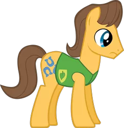 Size: 5088x5234 | Tagged: safe, artist:gyrotech, derpibooru import, caramel, earth pony, pony, winter wrap up, absurd resolution, background pony, clothes, male, plant team, simple background, solo, stallion, transparent background, vector, vector trace, vest, winter wrap up vest