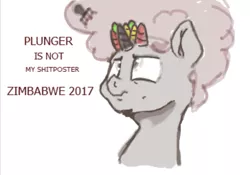 Size: 905x635 | Tagged: safe, artist:fatalqueef, derpibooru import, oc, unofficial characters only, pony, 4chan, afro, comb, drawthread, looking up, multiple horns, shitposting, solo, text