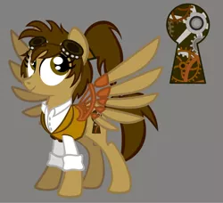 Size: 1012x922 | Tagged: safe, artist:whgoops, derpibooru import, oc, oc:abby sprocket, unofficial characters only, pegasus, pony, artificial wings, augmented, cutie mark, female, goggles, mare, mechanical wing, solo, steampunk, vector, wings