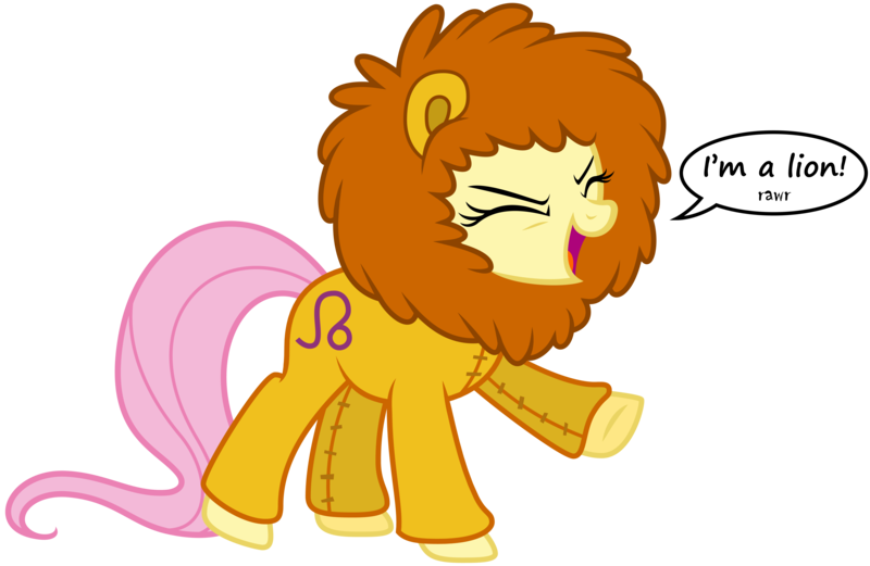 Size: 6041x3935 | Tagged: safe, artist:lahirien, artist:zutheskunk edits, derpibooru import, edit, vector edit, fluttershy, big cat, lion, pony, .ai available, absurd resolution, animal costume, clothes, costume, cute, leo, shyabetes, simple background, transparent background, vector, zodiac