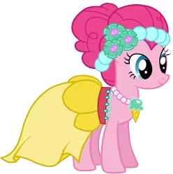 Size: 5000x5042 | Tagged: safe, artist:jennieoo, derpibooru import, pinkie pie, earth pony, pony, a canterlot wedding, absurd resolution, bridesmaid dress, clothes, dress, female, mare, simple background, solo, transparent background, vector, vector trace