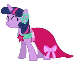 Size: 5000x4138 | Tagged: safe, artist:jennieoo, derpibooru import, twilight sparkle, pony, unicorn, a canterlot wedding, absurd resolution, bridesmaid dress, clothes, dress, eyes closed, female, mare, simple background, smiling, solo, transparent background, vector, vector trace