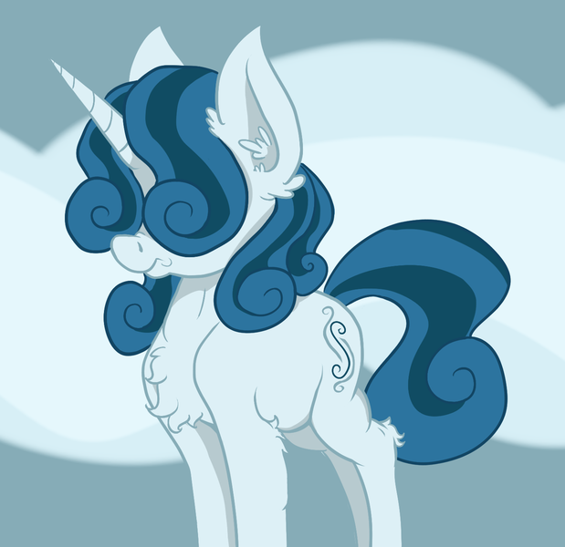 Size: 1369x1327 | Tagged: safe, artist:paskanaakka, derpibooru import, oc, oc:cerulean swirls, unofficial characters only, pony, unicorn, abstract background, alternate hairstyle, chest fluff, ear fluff, female, hair over eyes, mare, nose wrinkle, scrunchy face, solo