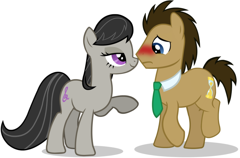 Size: 2880x1900 | Tagged: dead source, safe, artist:theevilflashanimator, derpibooru import, doctor whooves, octavia melody, time turner, pony, doctavia, female, male, necktie, shipping, simple background, straight, transparent background, vector