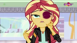 Size: 1280x720 | Tagged: semi-grimdark, derpibooru import, edit, sunset shimmer, equestria girls, spoiler:eqg specials, abuse, abuse edit, black eye, downvote bait, eqg abuse edits, female, shimmerbuse, teletoon