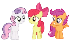 Size: 4500x2618 | Tagged: safe, artist:atoklanzeros, derpibooru import, apple bloom, scootaloo, sweetie belle, pony, absurd resolution, cutie mark crusaders, photoshop, simple background, transparent background