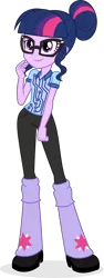 Size: 1576x4182 | Tagged: safe, artist:punzil504, derpibooru import, sci-twi, twilight sparkle, eqg summertime shorts, equestria girls, good vibes, absurd resolution, boots, clothes, female, glasses, leg warmers, shoes, simple background, smiling, solo, transparent background, vector