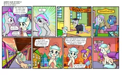 Size: 1920x1181 | Tagged: suggestive, artist:pencils, derpibooru import, coco pommel, plaid stripes, oc, oc:sweet dream, earth pony, pony, comic:sunday slice of pony, clothes, coco is an anal slut, comic, crying, female, flower, graduation, male, mare, missed opportunities, mistakes were made, mouth hold, necktie, paper, ponytail, realization, shirt, sitting, speech bubble, stallion, suit, sunset, tears of joy, train