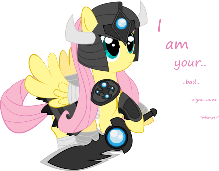 Size: 5546x4351 | Tagged: safe, artist:ostichristian, derpibooru import, fluttershy, pony, absurd resolution, armor, clothes, cosplay, costume, crossover, league of legends, simple background, solo, sword, transparent background, tryndamere, vector, weapon