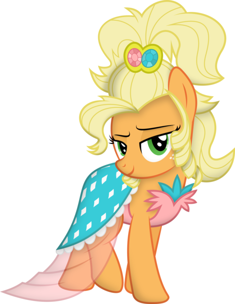 Size: 4636x6000 | Tagged: safe, artist:hourglass-vectors, derpibooru import, applejack, earth pony, pony, simple ways, .svg available, absurd resolution, alternate hairstyle, applejewel, bedroom eyes, clothes, dress, female, inkscape, mare, ponyscape, simple background, solo, transparent background, vector