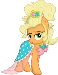 Size: 4636x6000 | Tagged: safe, artist:hourglass-vectors, derpibooru import, applejack, earth pony, pony, simple ways, .svg available, absurd resolution, alternate hairstyle, applejewel, bedroom eyes, clothes, dress, female, inkscape, mare, ponyscape, simple background, solo, transparent background, vector