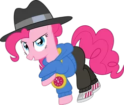 Size: 6000x5081 | Tagged: safe, artist:hourglass-vectors, derpibooru import, pinkie pie, pony, testing testing 1-2-3, .svg available, absurd resolution, inkscape, mc pinkie, ponyscape, rapper pie, simple background, solo, transparent background, vector, vector trace